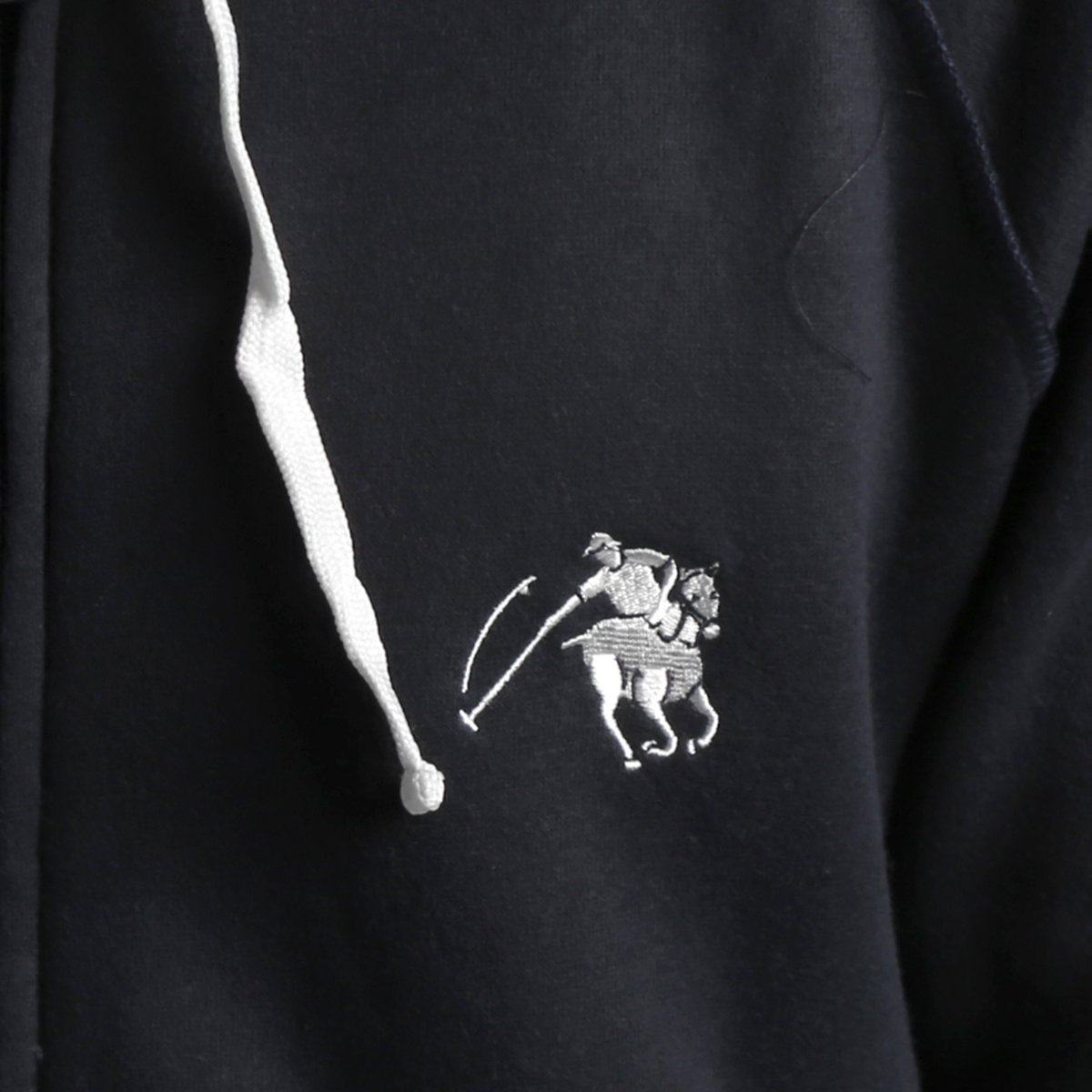 black polo moletom com capuz white horse