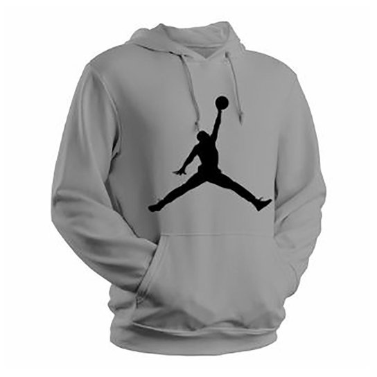 Moletom Blusa de Frio Estampa Basquete Capuz Bolso Canguru - Cinza Menor preço em Moletom Blusa de Frio Estampa Basquete Capuz Bolso Canguru - Cinza