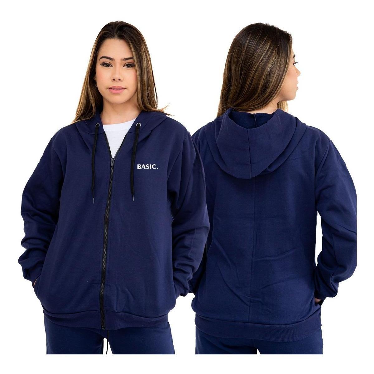 Moletom Blusa De Frio Feminino Masculino Basic C/ Ziper Menor preço em Moletom Blusa De Frio Feminino Masculino Basic C/ Ziper