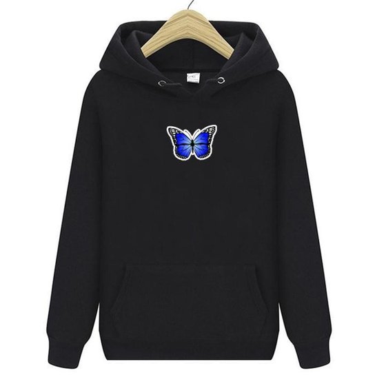 Moletom Borboleta Azul Casaco Algodão Blusa de Frio Preto Netshoes