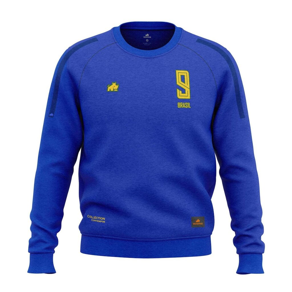 Moletom Brasil Peluciado Original Rinno Class Azul