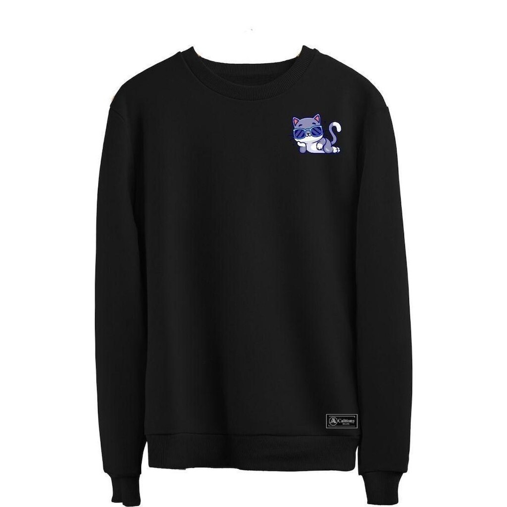 Moletom Calttony Gato Personalizado sem Capuz gola Redonda