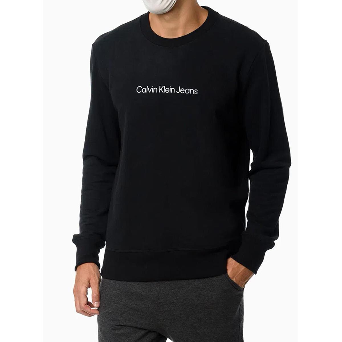 Moletom Calvin Klein Crewneck Light Front Logo Masculino - Preto