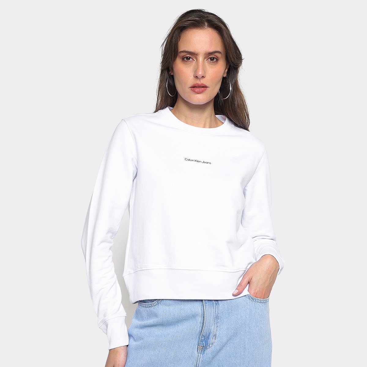 Moletom Calvin Klein Hero Feminino Branco Netshoes