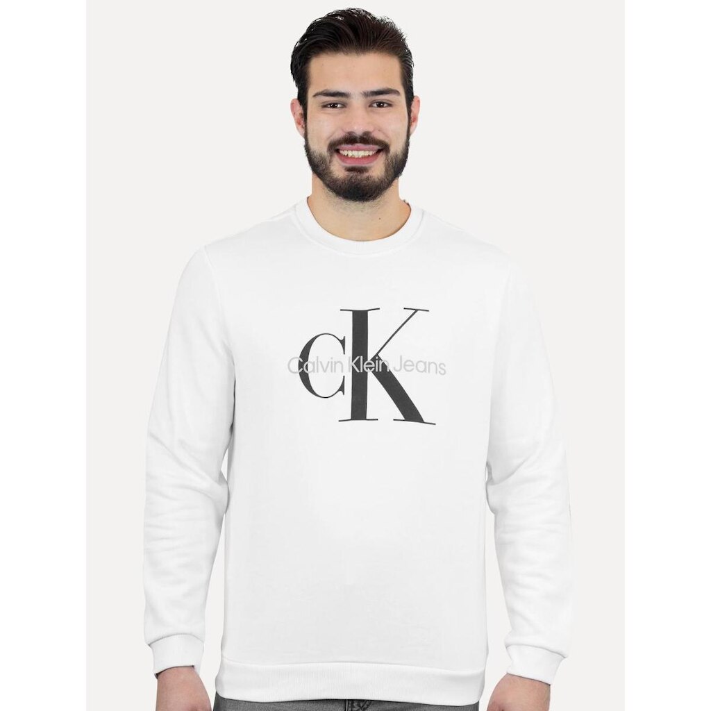 Moletom Calvin Klein Jeans Masculino Monograma Logo Branco