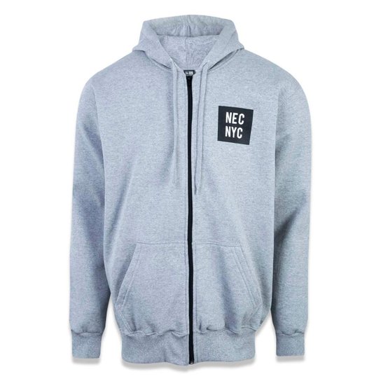 Moletom Canguru Aberto New Era Masculino - Mescla Claro
