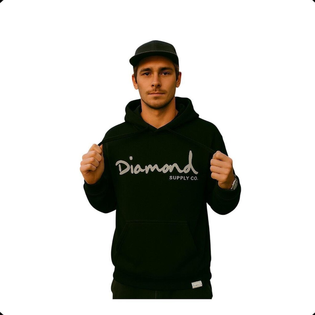 MOLETOM CANGURU DIAMOND OG SCRIPT HOODIE
