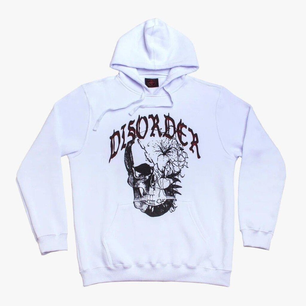 Moletom Canguru Disorder Skateboards Floral Skull Com Capuz