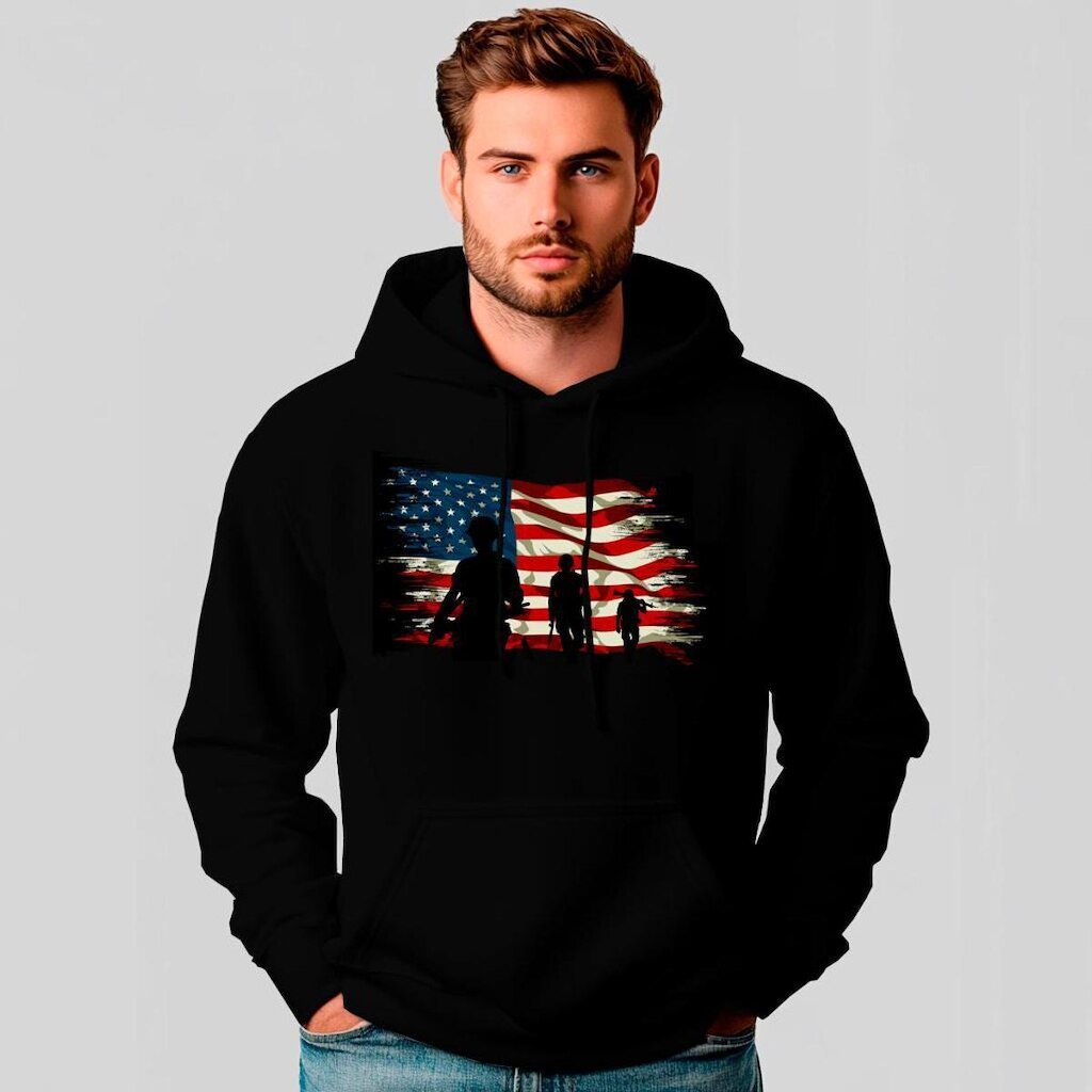 Moletom Canguru Estampado Bandeira Estados Unidos - REF1243