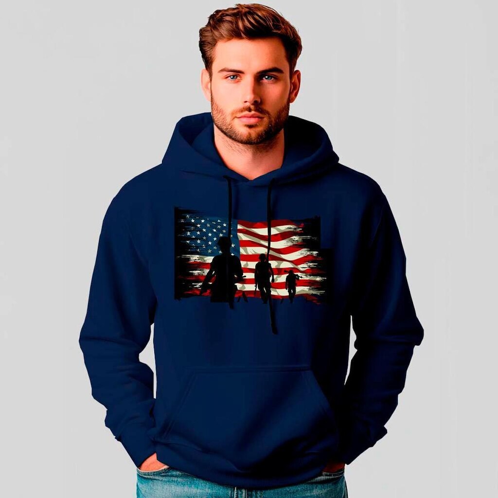 Moletom Canguru Estampado Bandeira Estados Unidos - REF1243