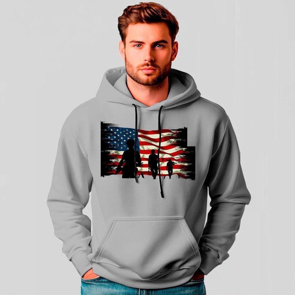 Moletom Canguru Estampado Bandeira Estados Unidos - REF1243