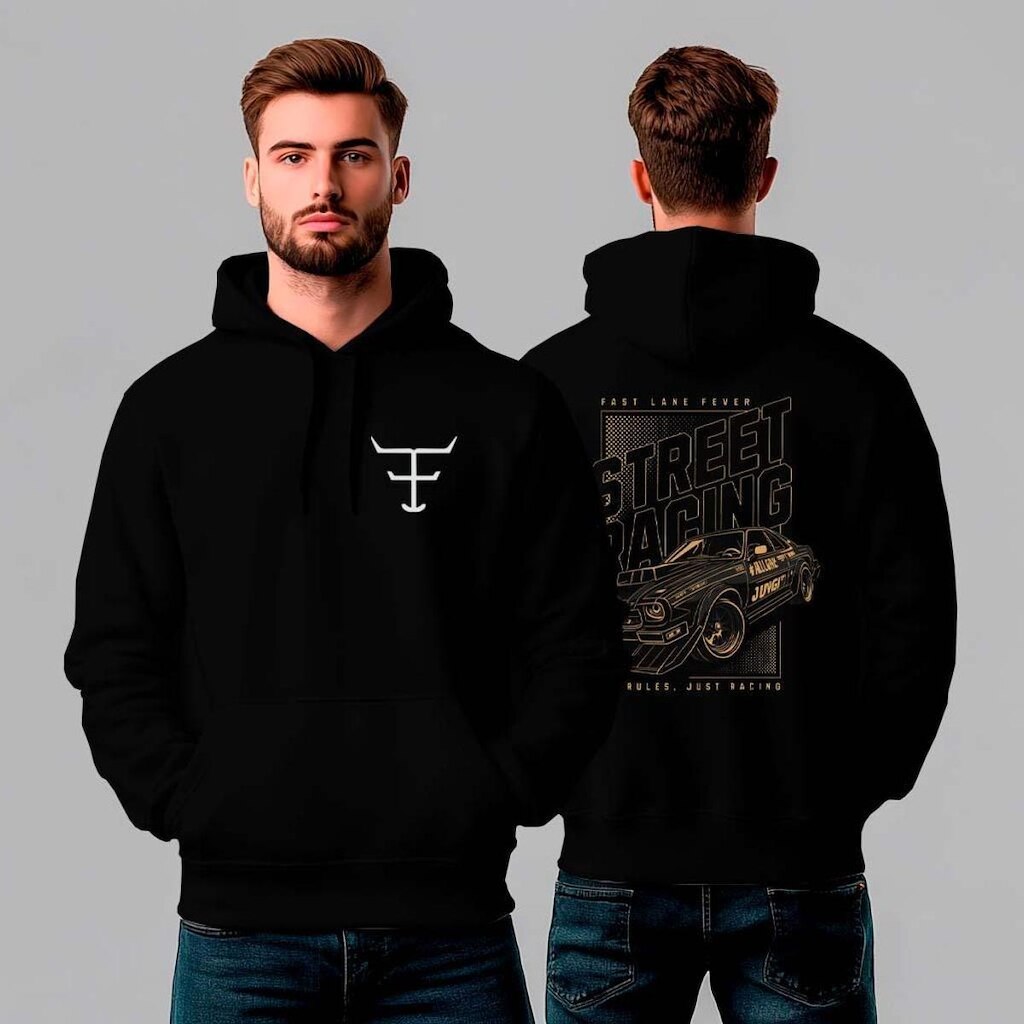 Moletom Canguru Estampado Street Racing - REF1331