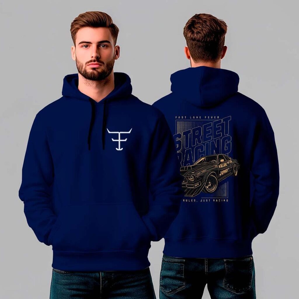 Moletom Canguru Estampado Street Racing - REF1331