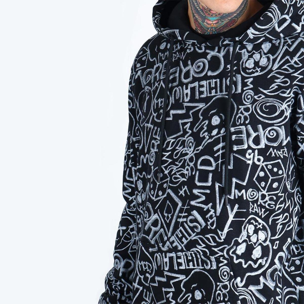 Moletom Canguru Fechado MCD Trashmoji - Preto | Netshoes