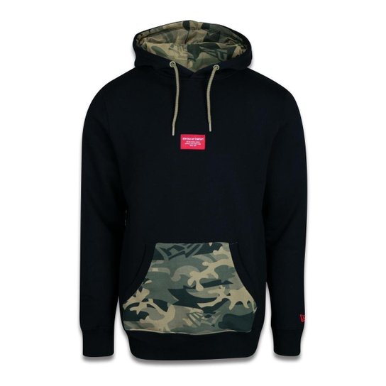 MOLETOM CANGURU FECHADO MILITARY BRANDED PRETO NEW ERA - Preto Menor preço em MOLETOM CANGURU FECHADO MILITARY BRANDED PRETO NEW ERA - Preto