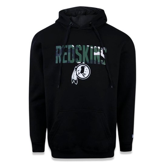 Moletom Canguru Fechado Washington Redskins NFL Masculina - Preto