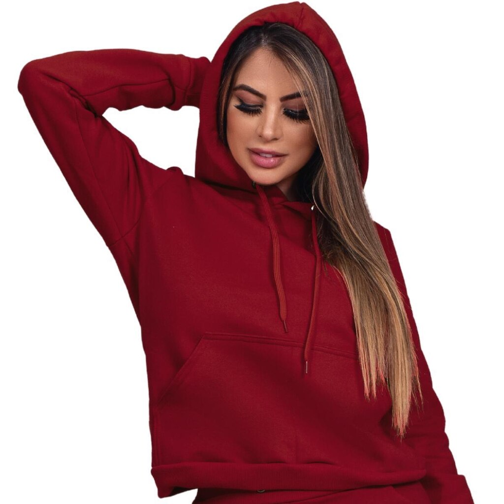 Moletom Canguru Feminino Capuz e Bolso
