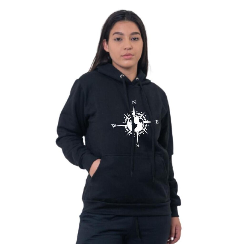 Moletom Canguru Feminino Fechado Blusa Com Bolso e Capuz
