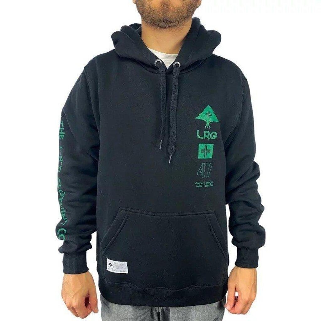 Moletom Canguru LRG Stronger Branches Masculino - Preto/Verde