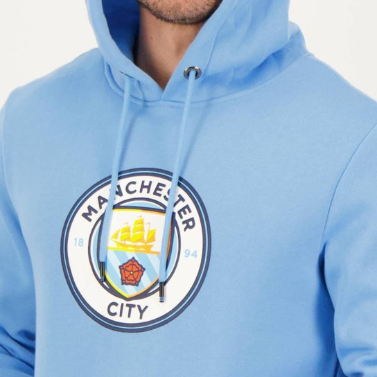 Moletom Canguru Manchester City Escudo Azul