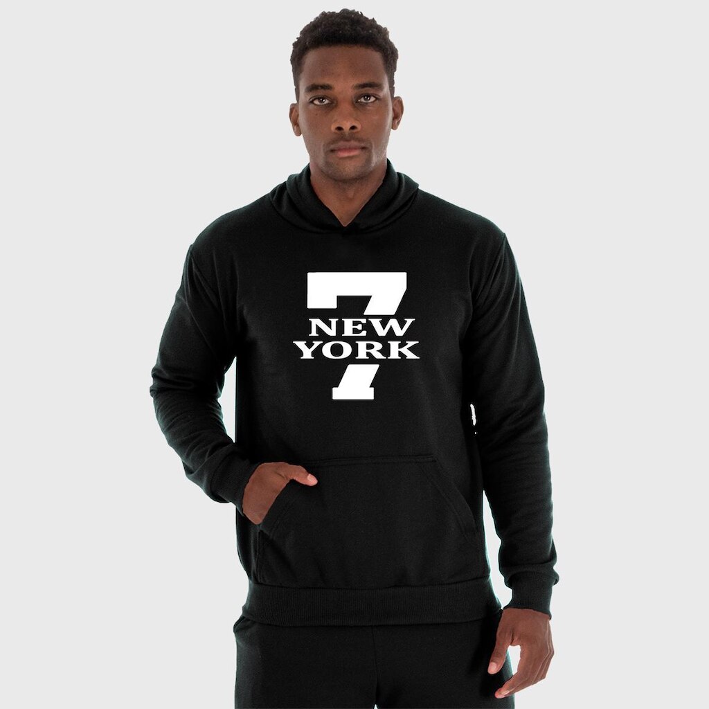Moletom Canguru Masculino 7 New York com Capuz e Bolso