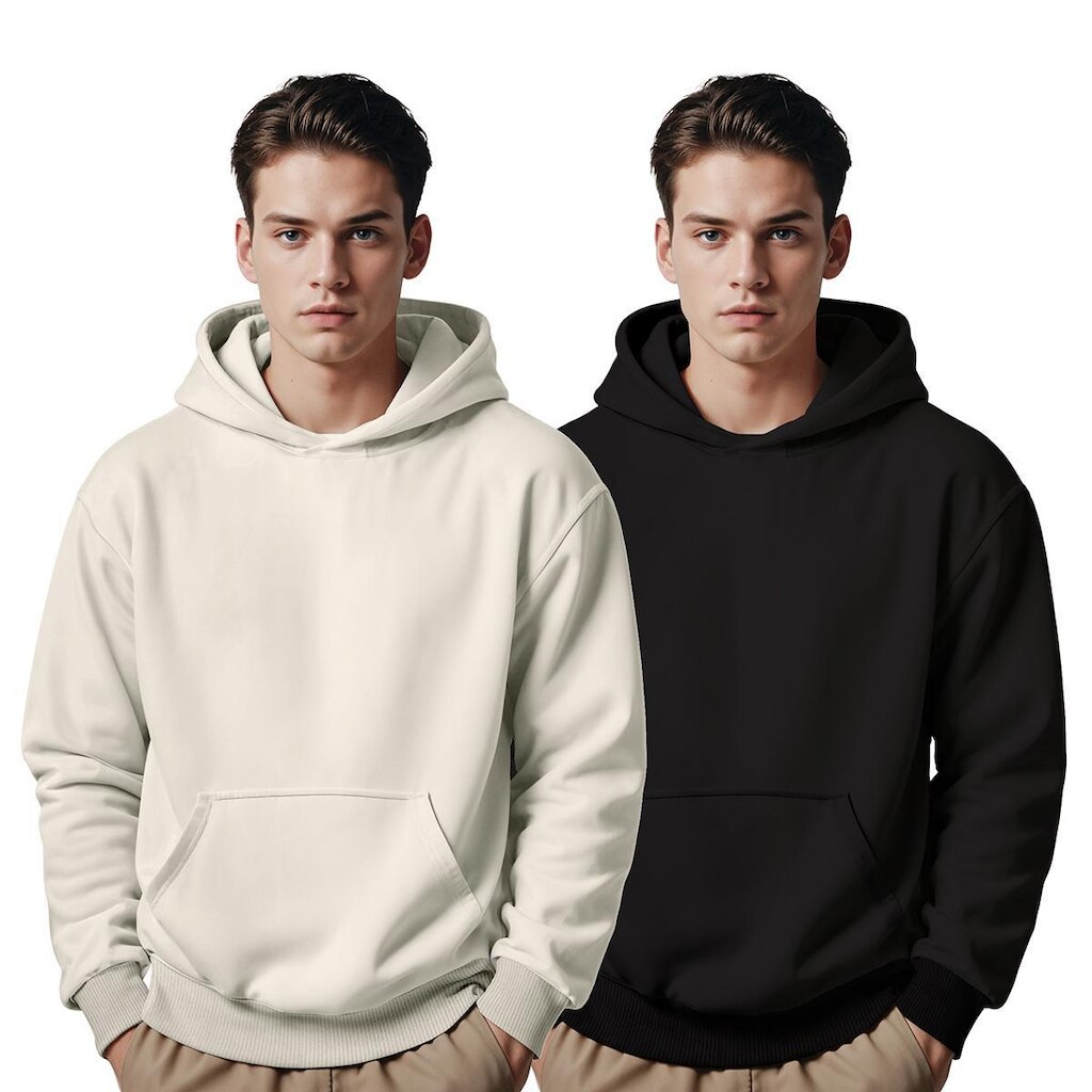 Moletom Canguru Masculino Algodão Capuz Bolso Frontal Kit 2
