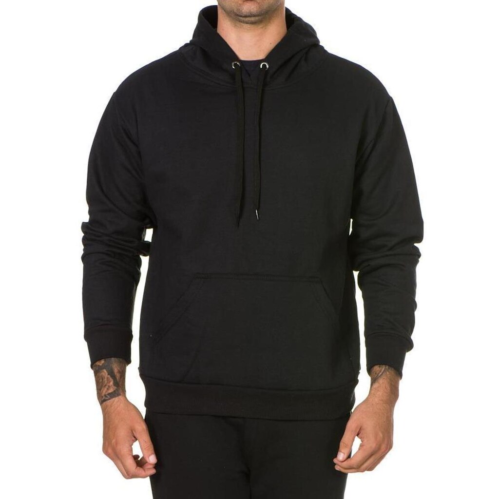 Moletom Canguru Masculino Algodão Liso Capuz Estilo Conforto