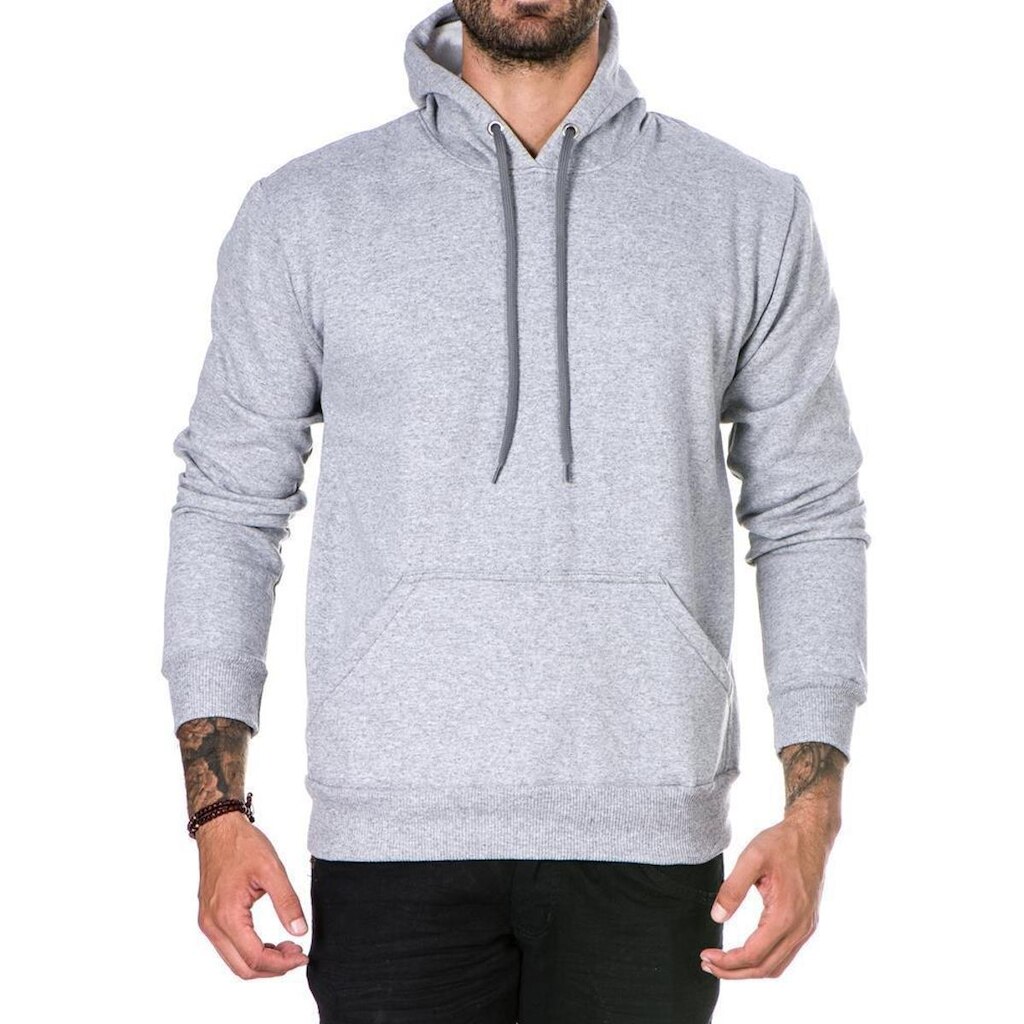 Moletom Canguru Masculino Algodão Liso Capuz Estilo Conforto