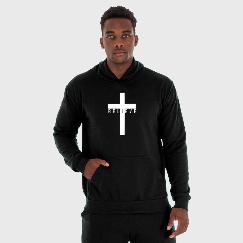 Moletom Canguru Masculino Believe com Capuz e Bolso