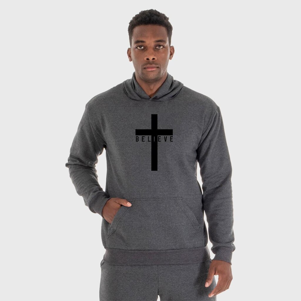 Moletom Canguru Masculino Believe com Capuz e Bolso