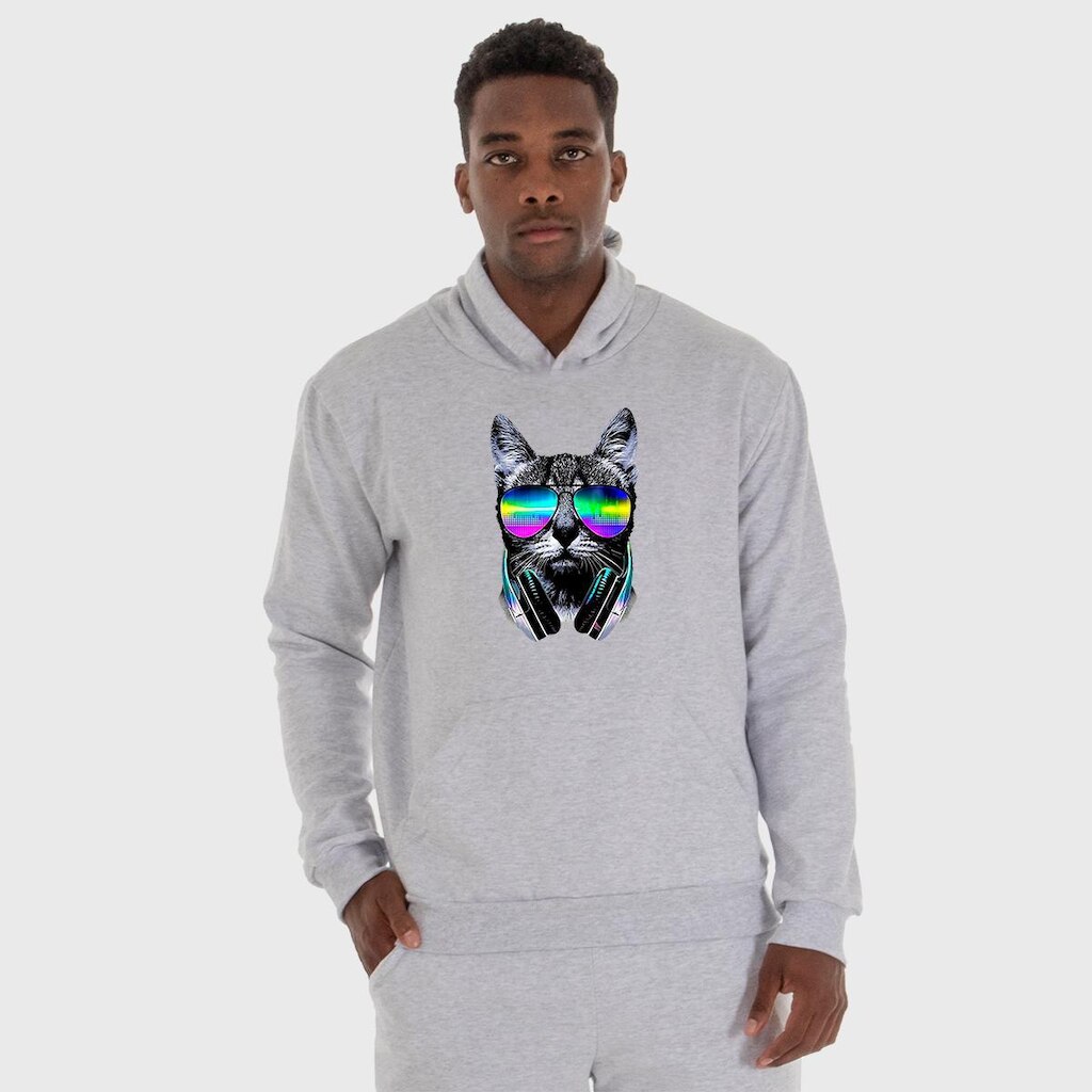 Moletom Canguru Masculino DJ Gato com Capuz e Bolso