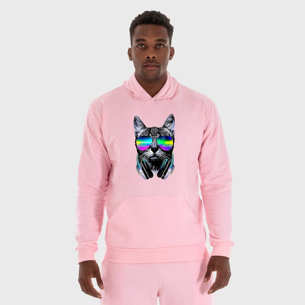 Moletom Canguru Masculino DJ Gato com Capuz e Bolso