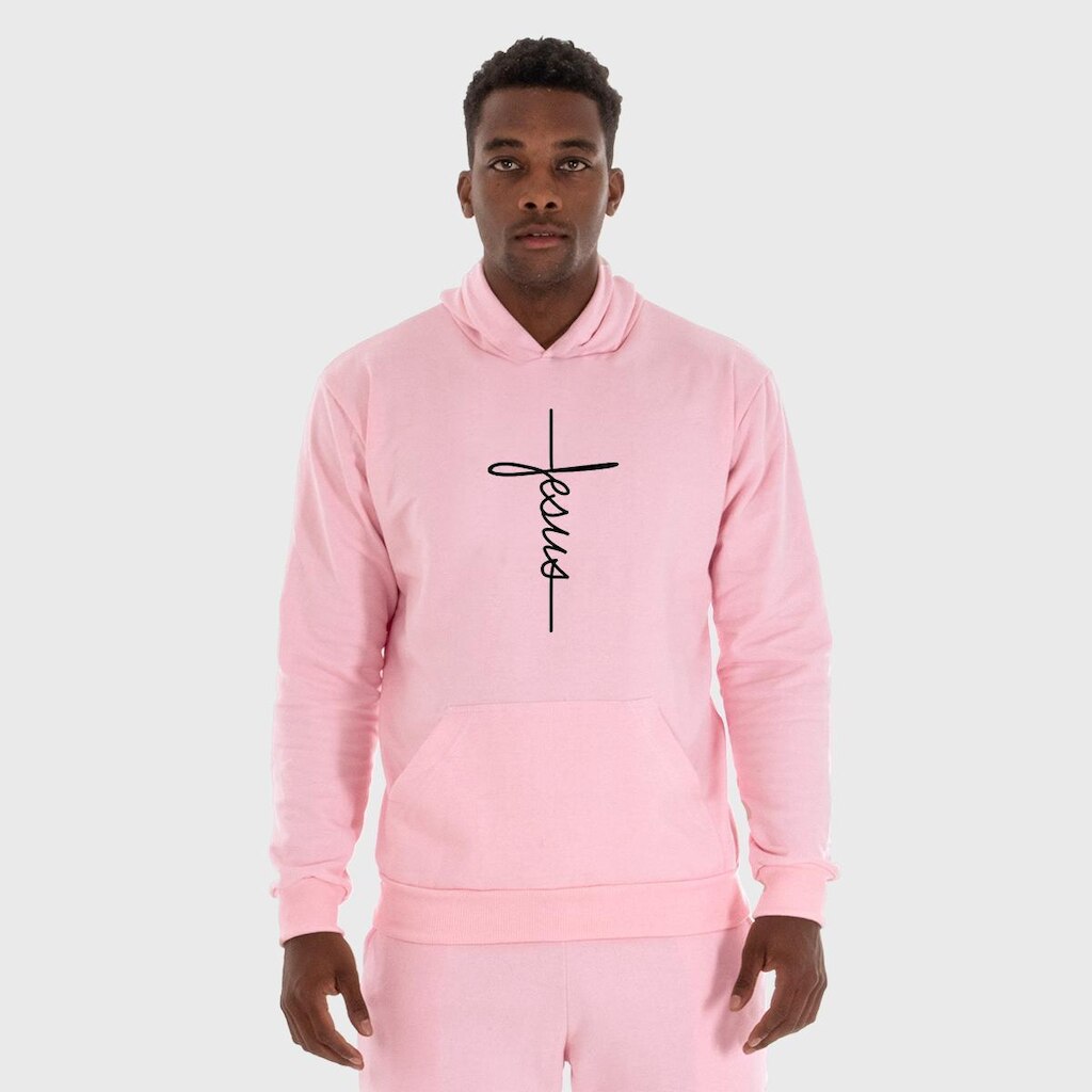 Moletom Canguru Masculino Jesus com Capuz e Bolso