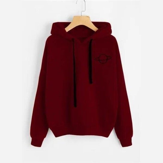 Moletom Canguru Planeta com capuz em Algodão Unissex - Vermelho Menor preço em Moletom Canguru Planeta com capuz em Algodão Unissex - Vermelho