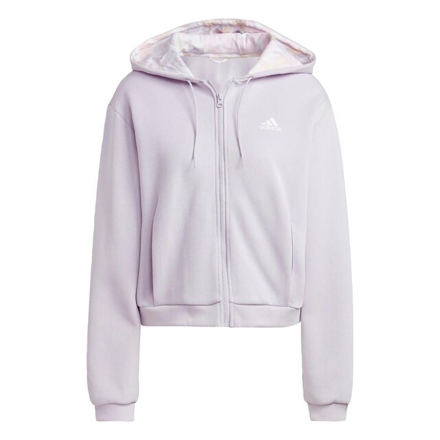 Moletom Capuz Zíper Estampado-Roxo Adidas - Branco Menor preço em Moletom Capuz Zíper Estampado-Roxo Adidas - Branco