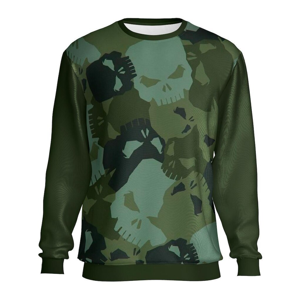 Moletom Careca Estampado Sem Capuz Caveira Militar