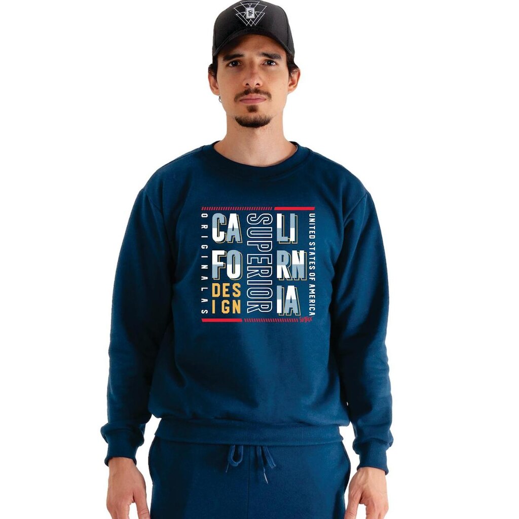 Moletom Careca Preto Estampado California E51