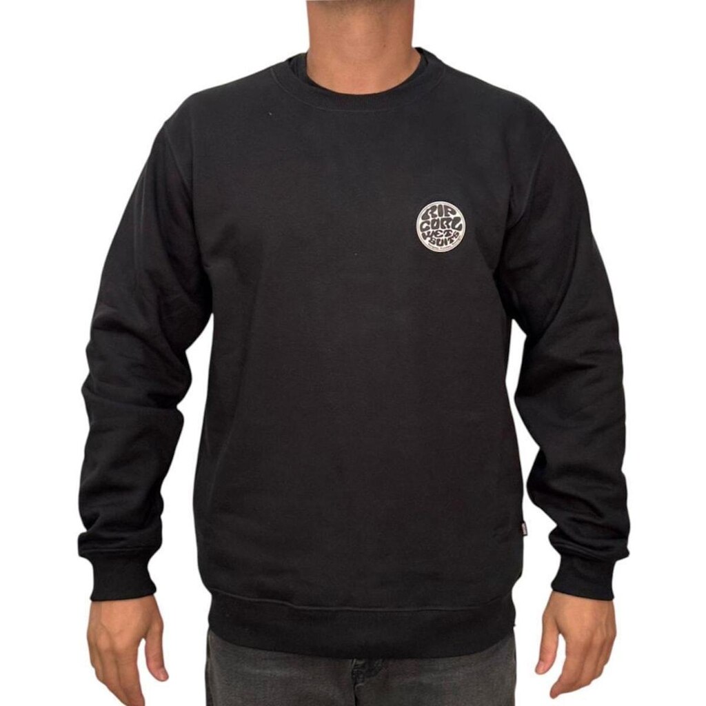 Moletom Careca Rip Curl Wetsuit Icon Crew Preto