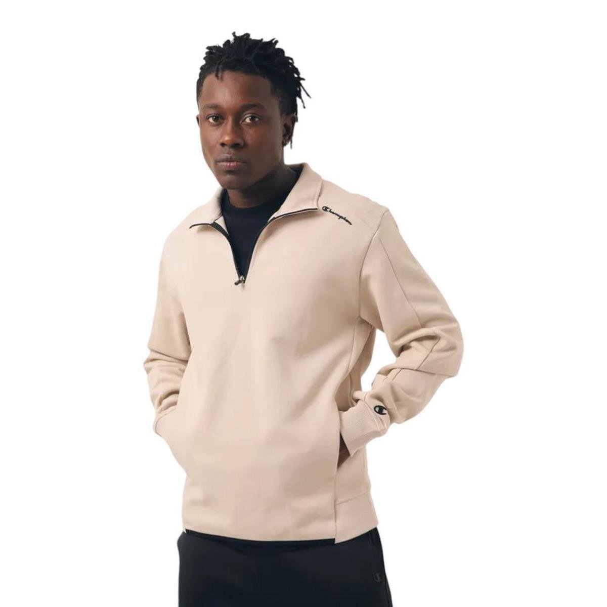 Moletom Champion Active Quarter Zip Marinho - Bege | Netshoes