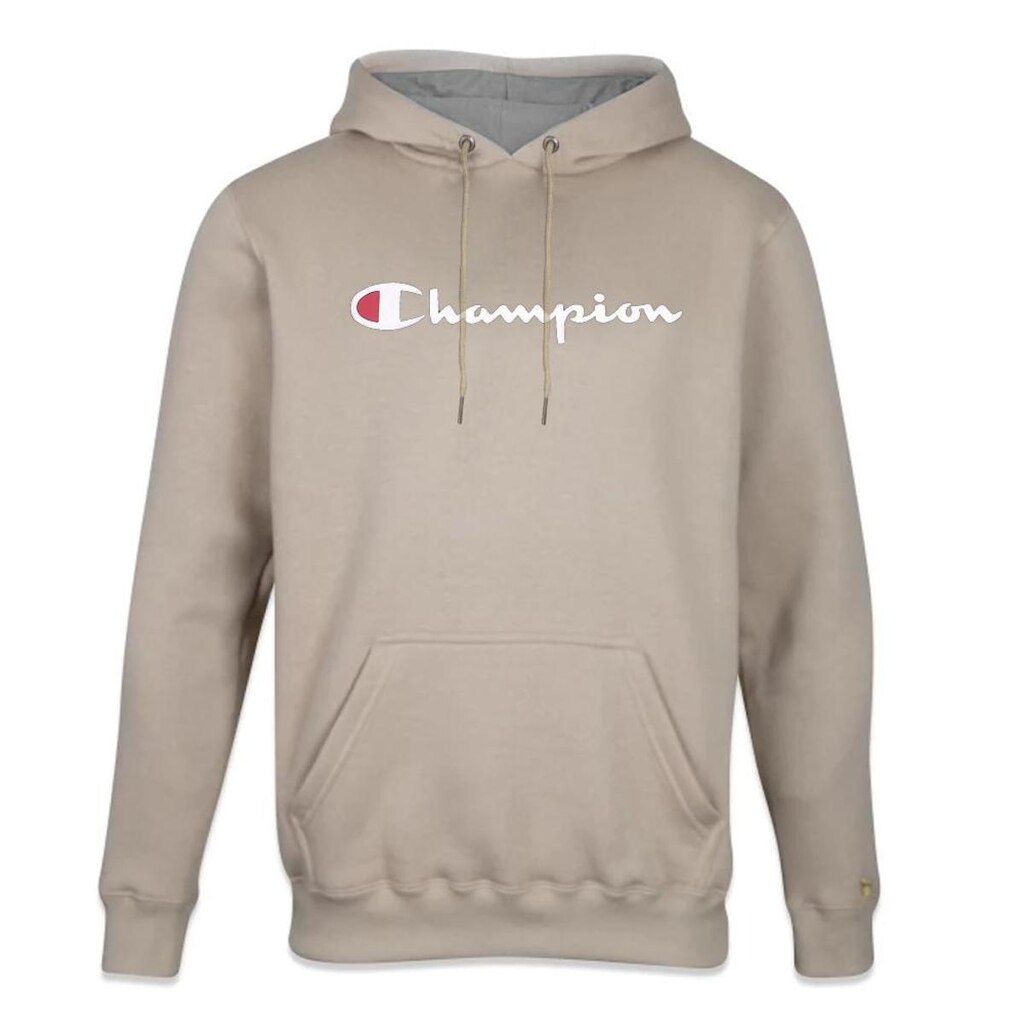 Moletom Champion Felpado c Capuz Logo Script Ink Cinza