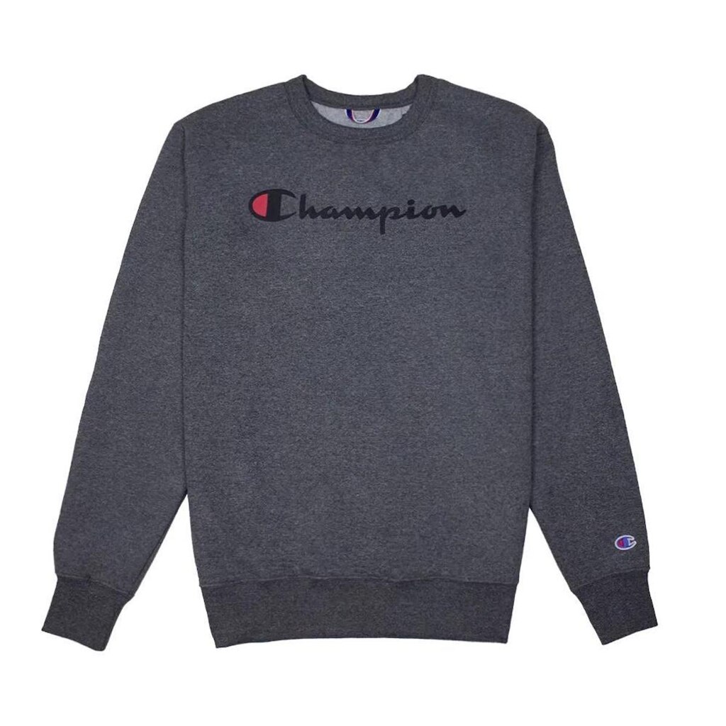 Moletom Champion Felpado Gola Careca Logo Script Cinza