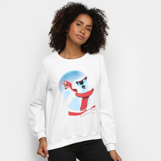 Moletom Coca-Cola Estampado Feminino - Branco