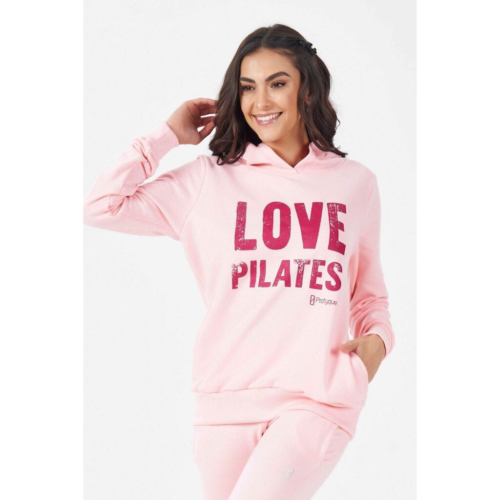 MOLETOM COM BOLSO "LOVE PILATES"