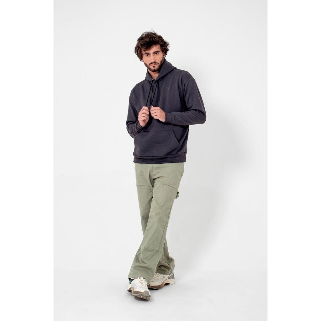 Moletom Com Capuz Cinza Moleton Canguru Blusa Frio Algodão