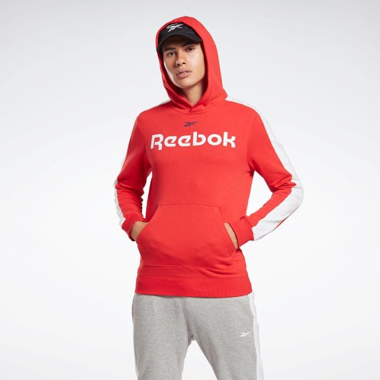 Moletom com Capuz Logo Bolso Slim Fit Reebok - Vermelho