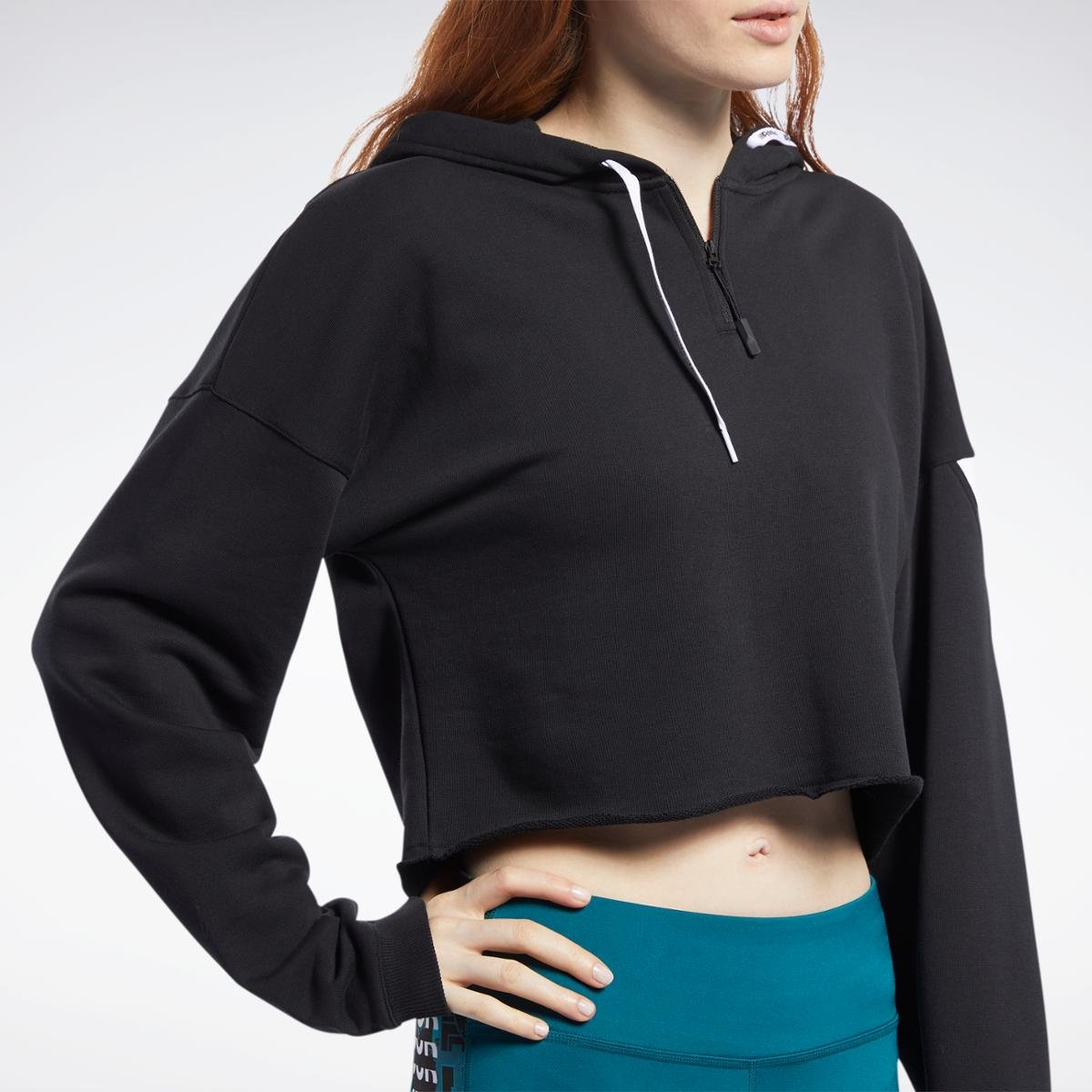 reebok crop moletom com capuz