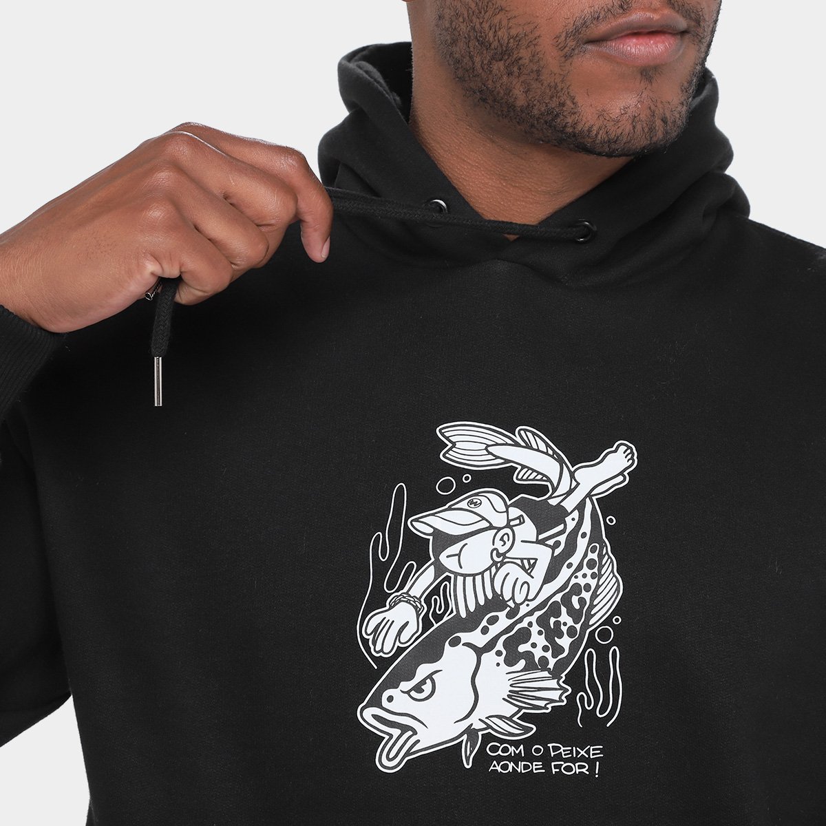 Moletom Com Capuz Santos Com Peixe Aonde For Masculino - 2