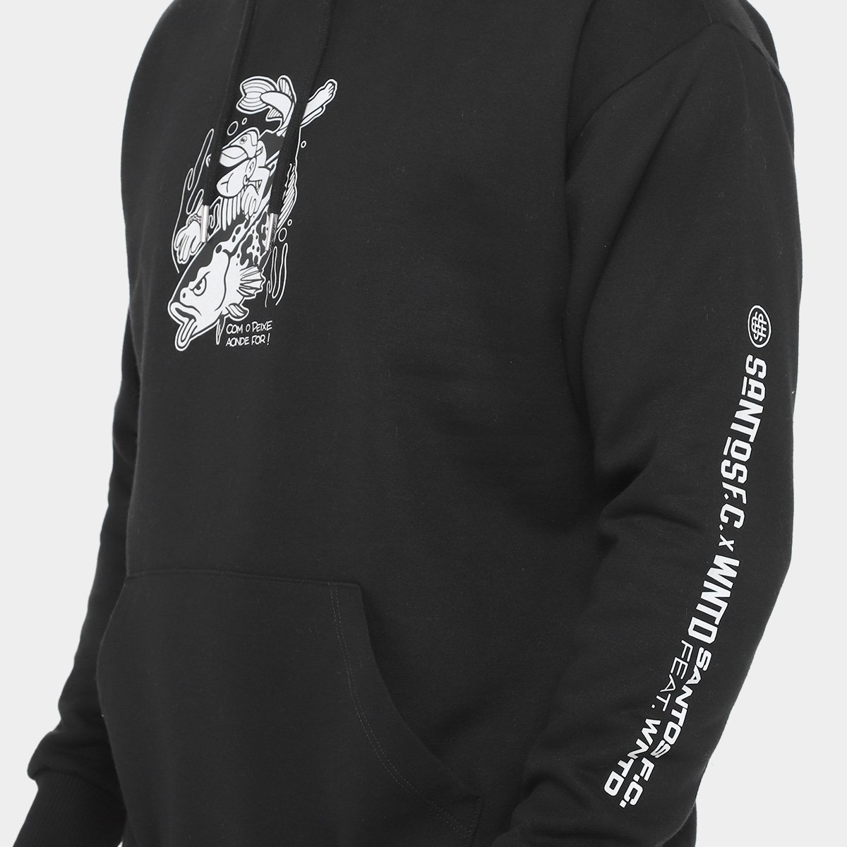 Moletom Com Capuz Santos Com Peixe Aonde For Masculino - 3