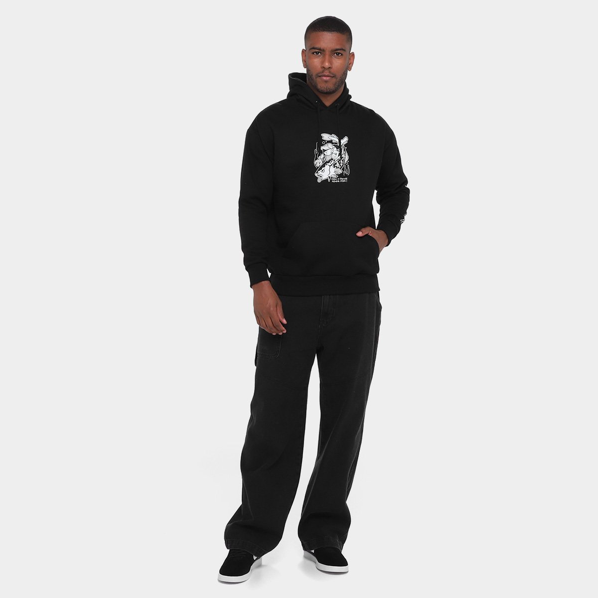 Moletom Com Capuz Santos Com Peixe Aonde For Masculino - 4