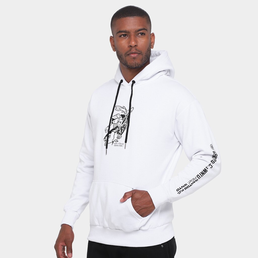 Moletom Com Capuz Santos Com Peixe Aonde For Masculino